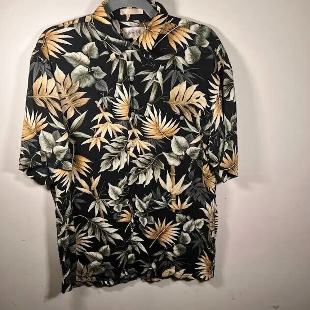 Campia Moda Men's size L Multi-Color Hawaiian Print Short Sleeve Shirt